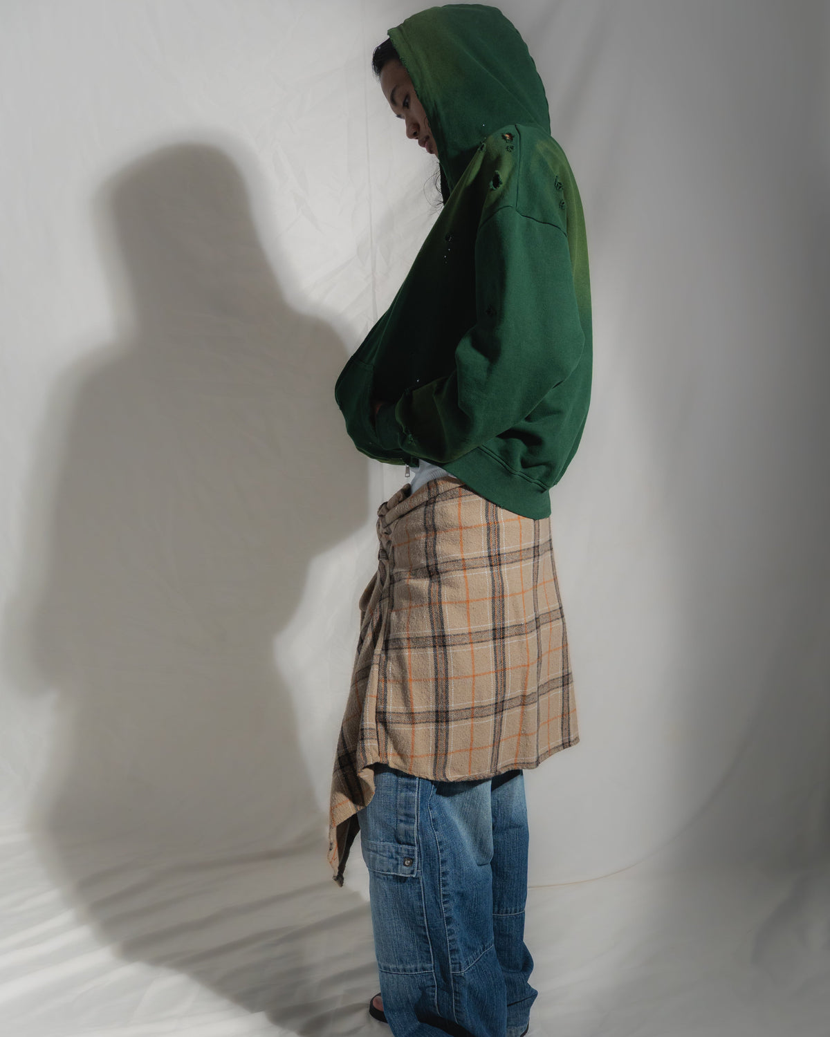 DECONSTRUCTED ZIP UP HOODIE “GREEN”