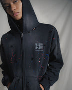 DECONSTRUCTED ZIP UP HOODIE “BLACK”