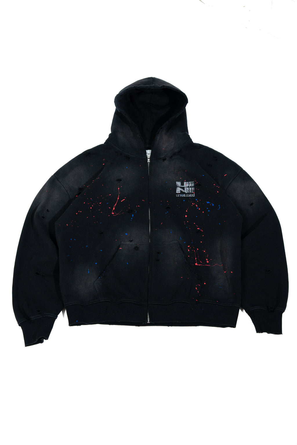 DECONSTRUCTED ZIP UP HOODIE “BLACK”