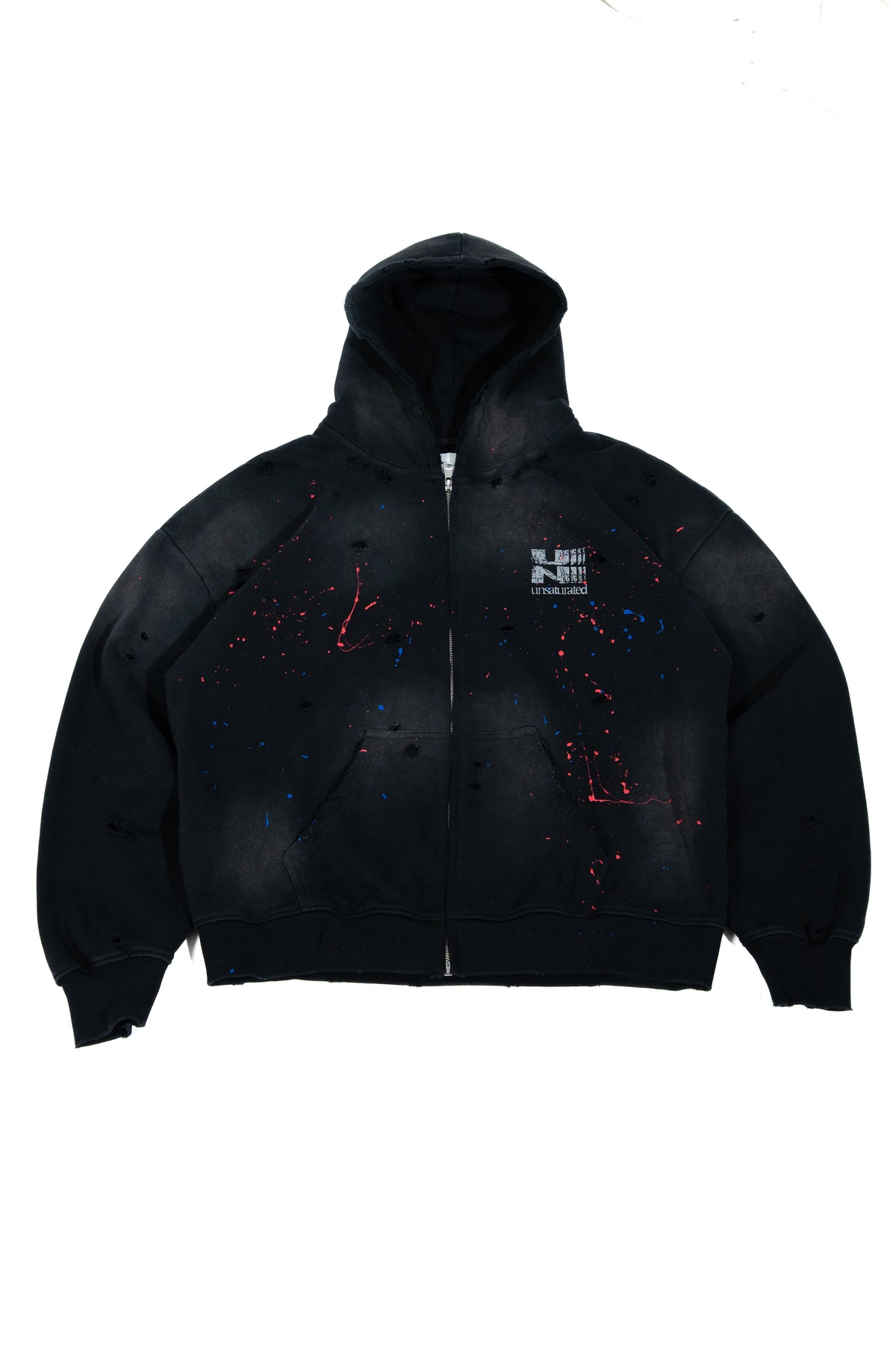 DECONSTRUCTED ZIP UP HOODIE “BLACK”