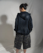 DECONSTRUCTED ZIP UP HOODIE “BLACK”