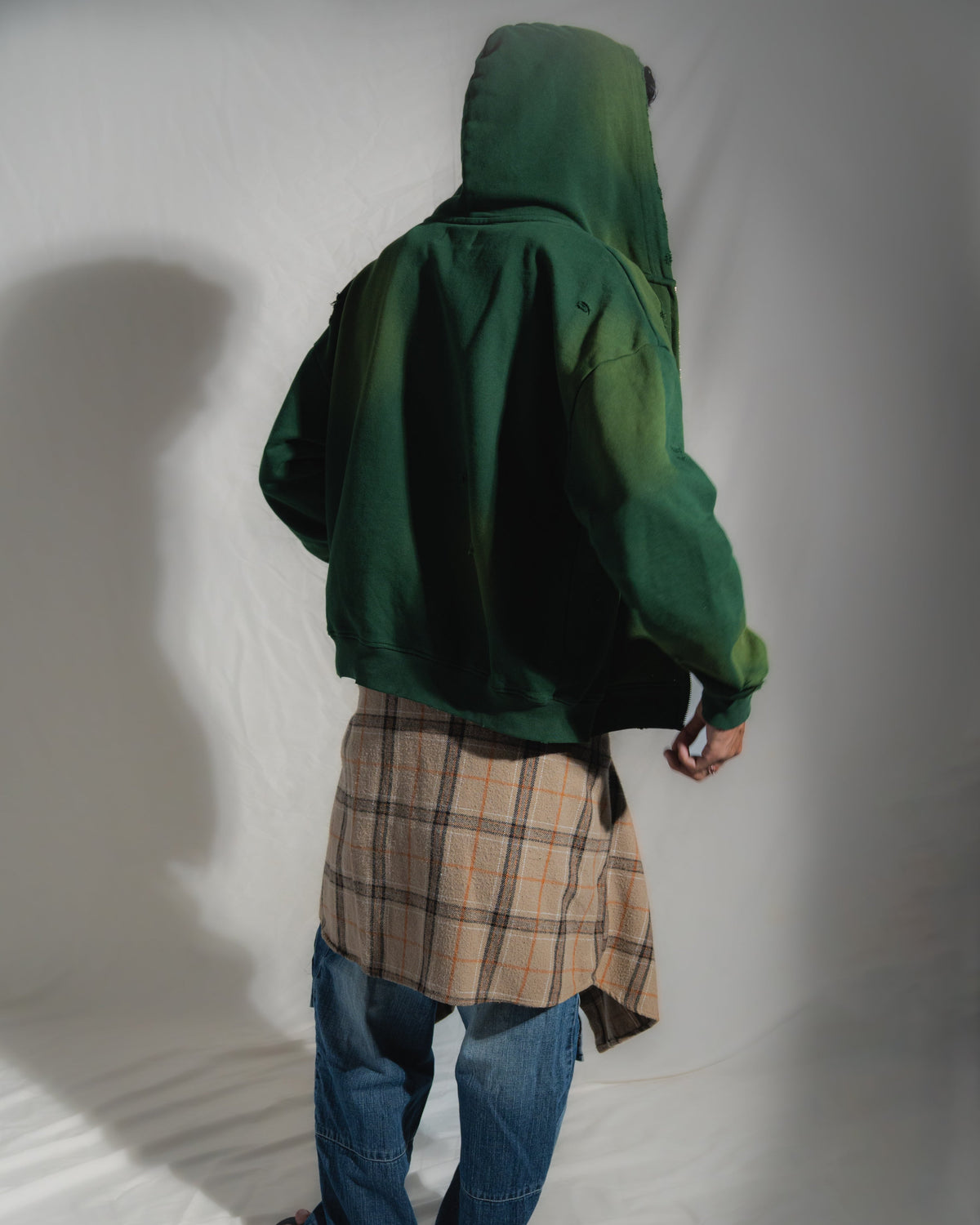DECONSTRUCTED ZIP UP HOODIE “GREEN”